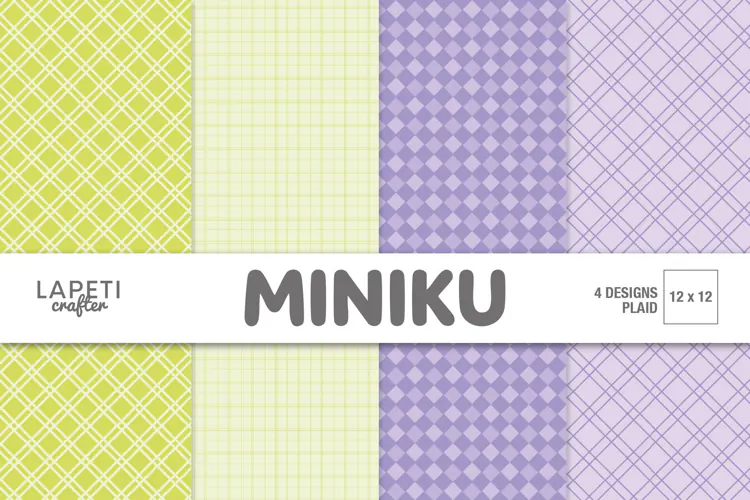 Pastel Plaid Digital Paper in Purple and Lime Green