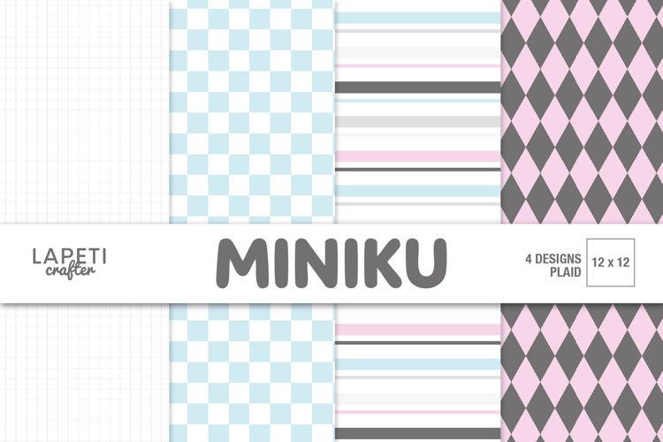 Pastel Plaid Digital Paper, Blue Pink Checkered Patterns