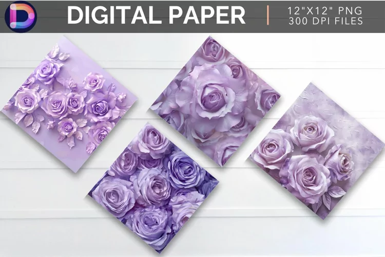 Pastel Purple Roses Digital Paper