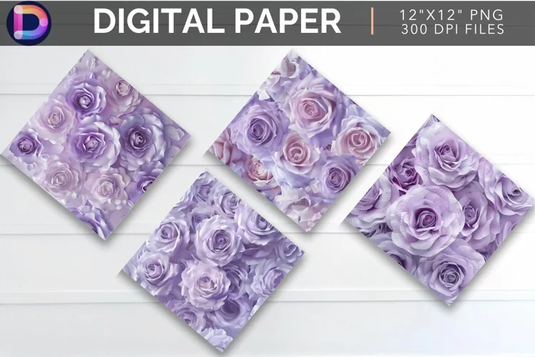 Pastel Purple Roses Digital Paper