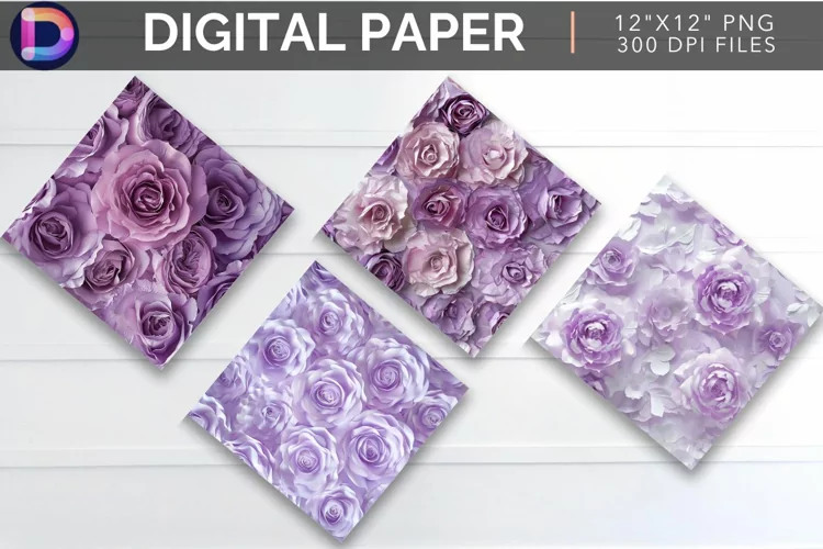 Pastel Purple Roses Digital Paper