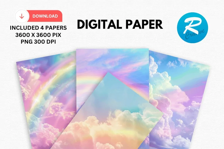 Pastel Rainbow Alcohol Ink Digital Paper, Rainbow Background