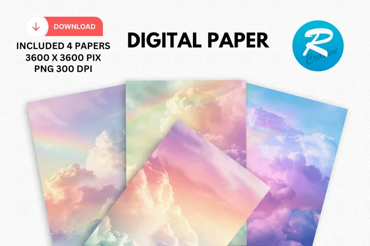 Pastel Rainbow Alcohol Ink Digital Paper, Rainbow Background