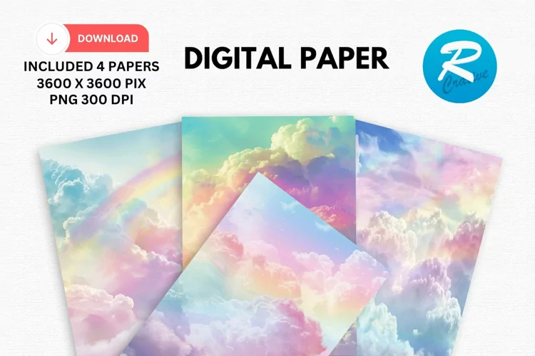 Pastel Rainbow Alcohol Ink Digital Paper, Rainbow Background