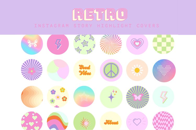 pastel retro instagram highlight covers