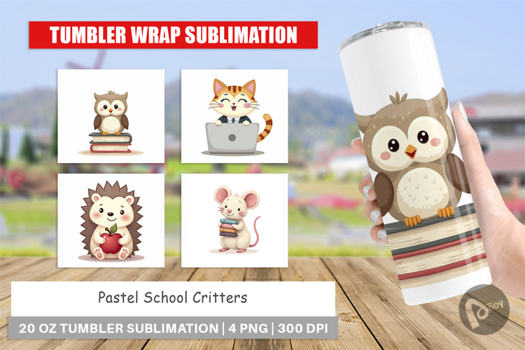 Tumbler Pastel School Critters