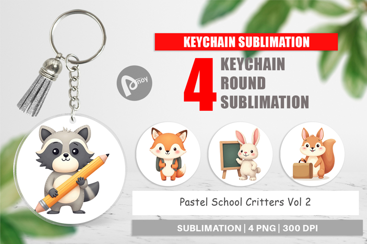 Keychain Pastel School Critters