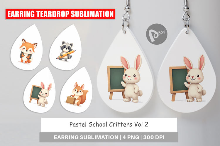 Earring Pastel School Critters