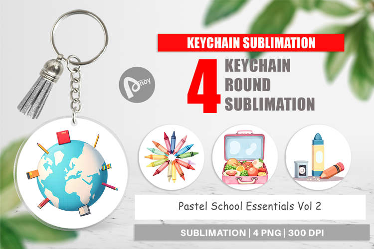 Keychain Pastel School Essentials