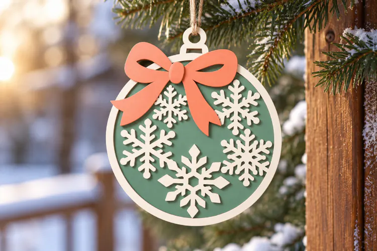 Pastel Snowflake Ornament Laser Cut SVG
