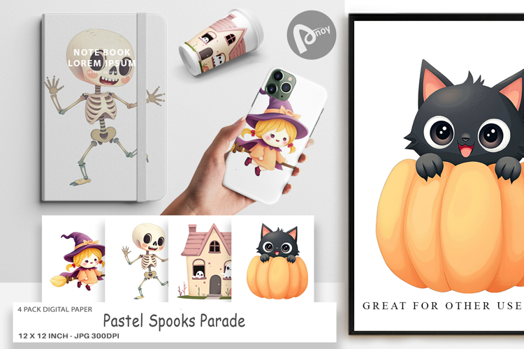 Digital Paper Pastel Spook Parade