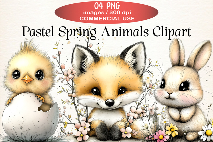 Pastel Spring Animals Clipart