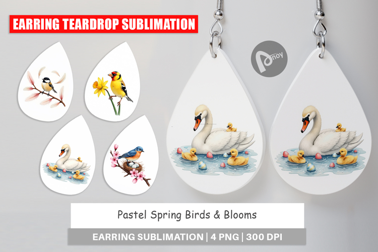 Pastel Spring Birds & Blooms Earring
