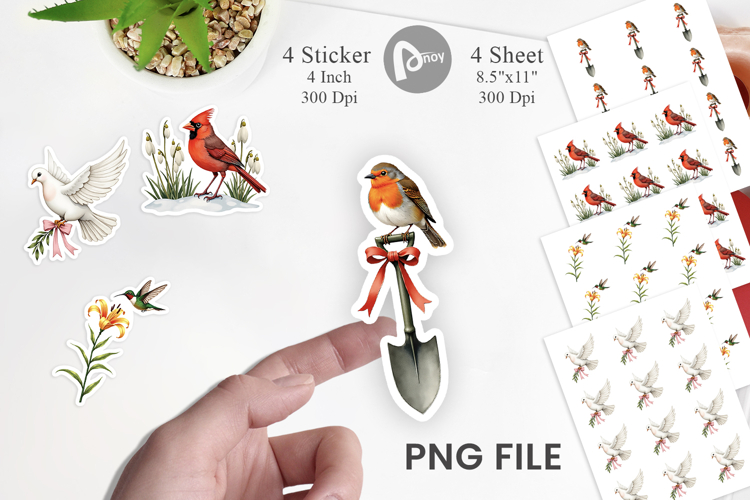 Pastel Spring Birds & Blooms Sticker