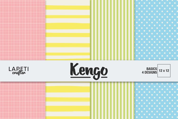 Pastel digital paper collection with four colorful coordinated patterns