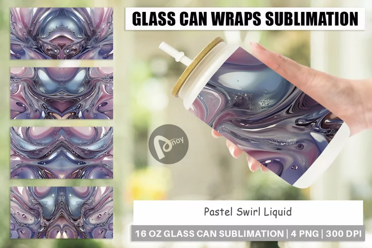Glass Can Wraps Pastel Swirl Liquid