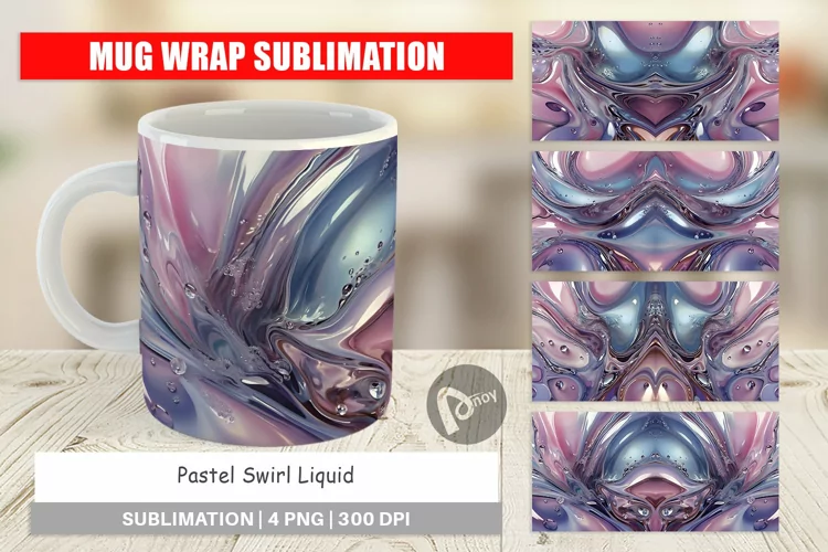 Mug Wrap Design Pastel Swirl Liquid