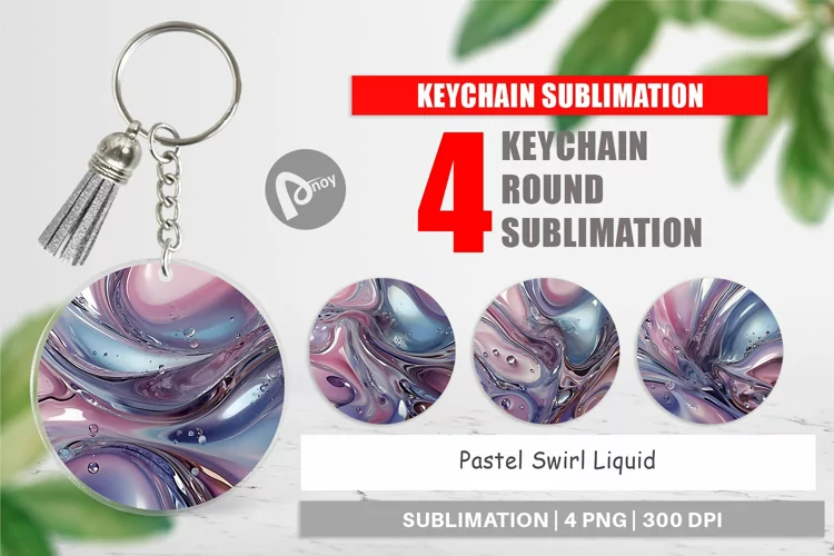 Keychain Pastel Swirl Liquid