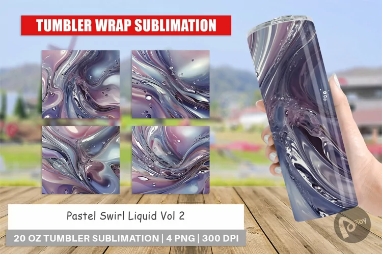 Tumbler Wrap Pastel Swirl Liquid