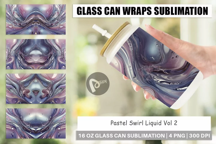 Glass Can Wraps Pastel Swirl Liquid