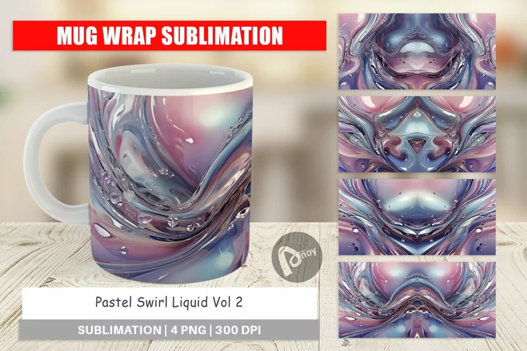 Mug Wrap Design Pastel Swirl Liquid