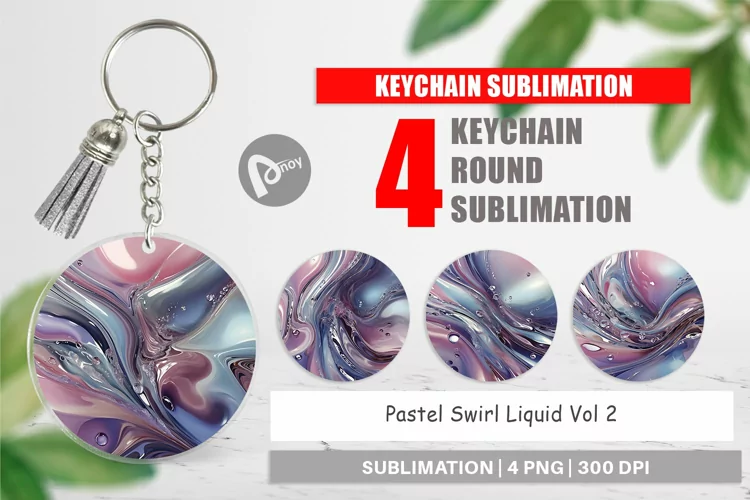 Keychain Pastel Swirl Liquid