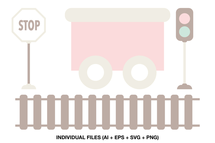 Pastel Train Clipart for Nursery and Baby Shower Decor