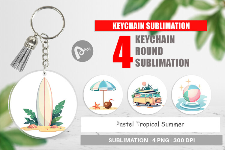 Keychain Pastel Tropical Summer example image 1