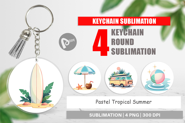 Keychain Pastel Tropical Summer