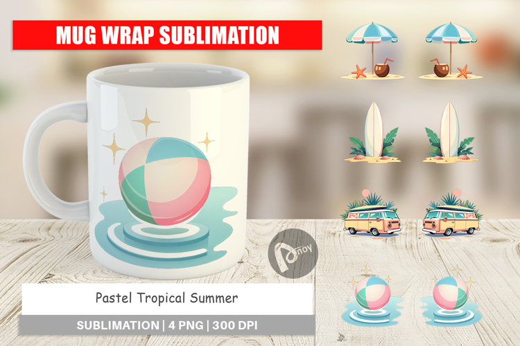 Mug Wrap Pastel Tropical Summer
