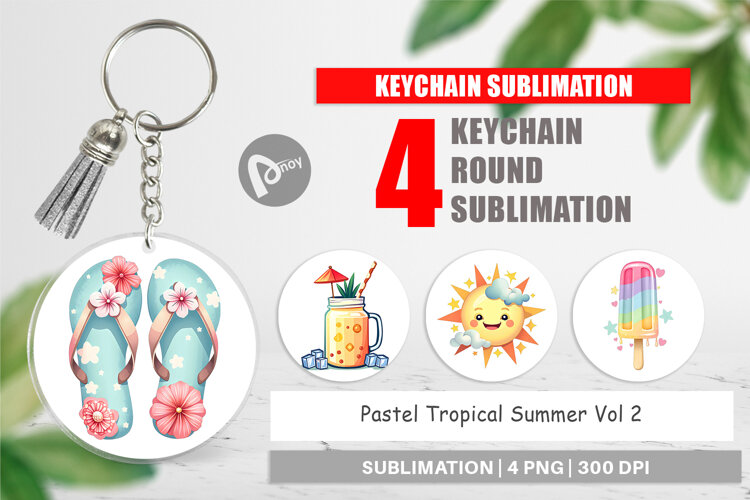 Keychain Pastel Tropical Summer example image 1