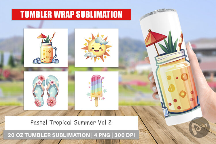 Tumbler Pastel Tropical Summer example image 1
