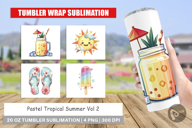 Tumbler Pastel Tropical Summer