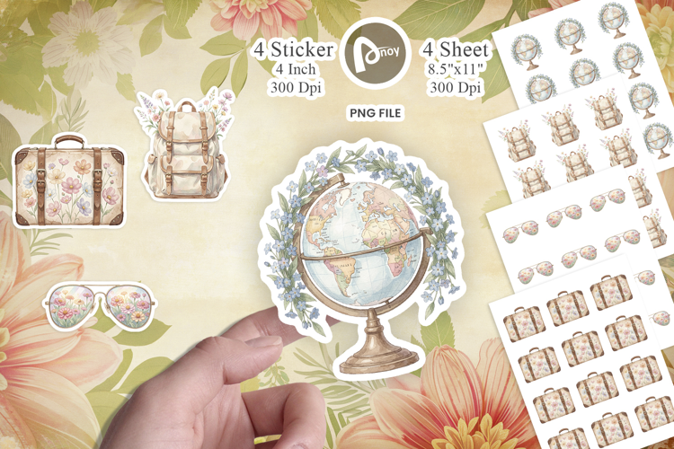 Pastel Vintage Travel Gear Sticker