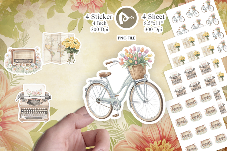 Pastel Vintage Travel Gear Sticker