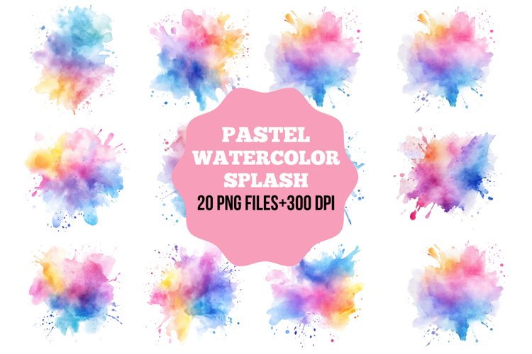 Pastel watercolor splash bundle, watercolor bundle example image 1
