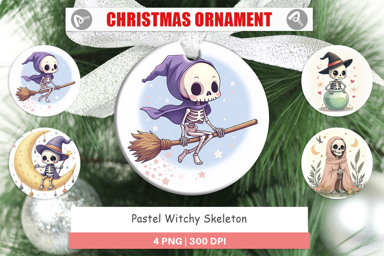 Ornament Pastel Witch Skeleton