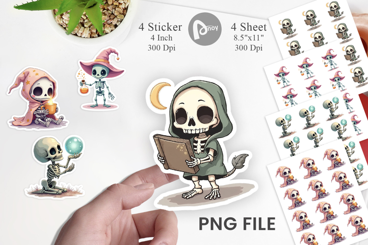 Pastel Witch Skeleton Sticker