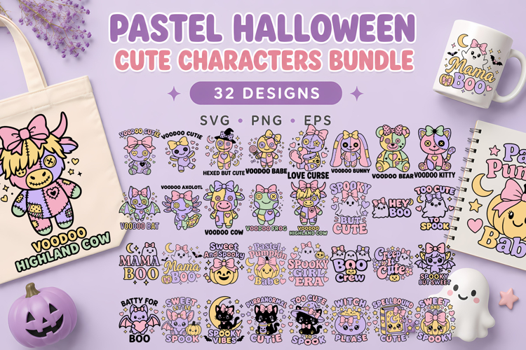 Cute Halloween SVG Bundle | Voodoo & Spooky Characters SVG example image 1