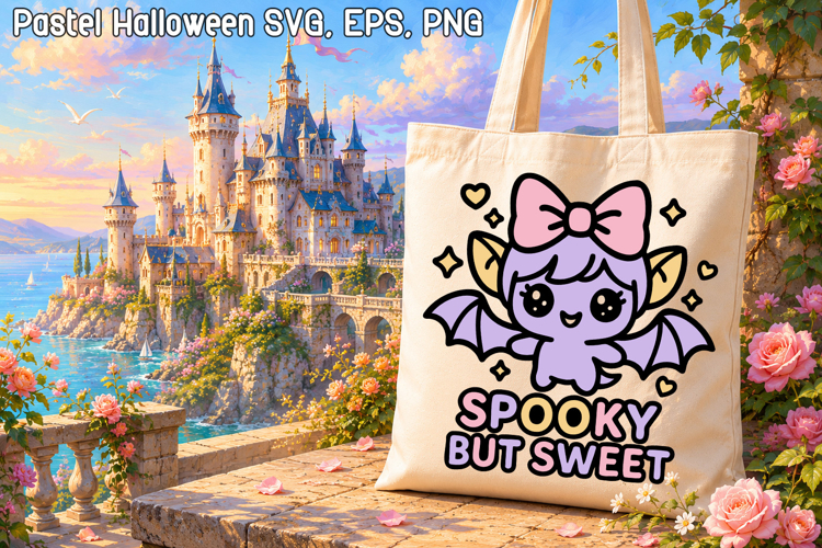 Pastel Halloween Bat Girl SVG Design | Halloween SVG