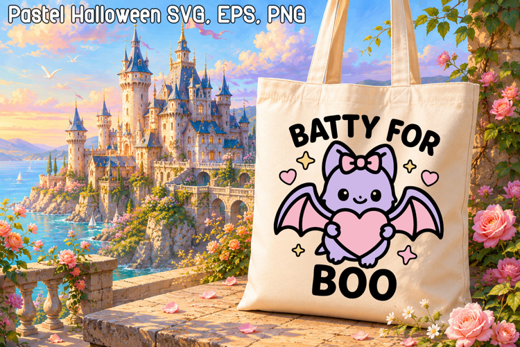 Pastel Halloween Bat Girl SVG Design | Halloween SVG
