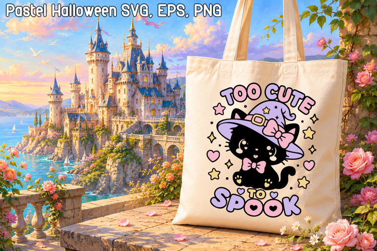 Pastel Halloween Cat Girl SVG Design | Halloween SVG