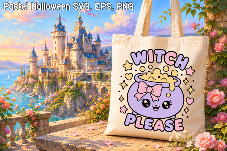 Pastel Halloween Witch Cauldron SVG Design | Halloween SVG