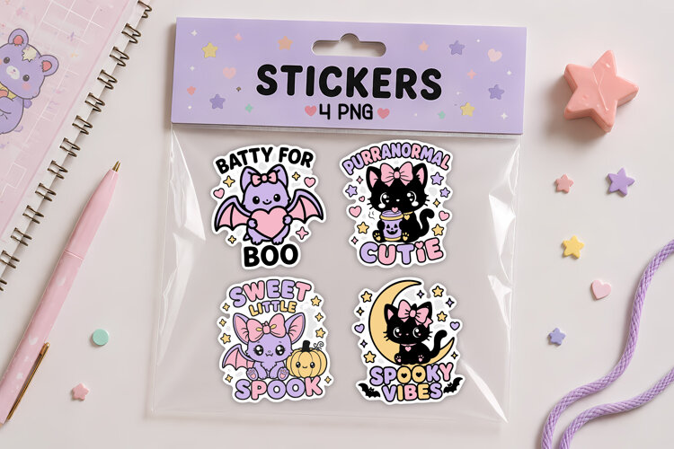 Pastel Goth Halloween Stickers Printable Design example image 1