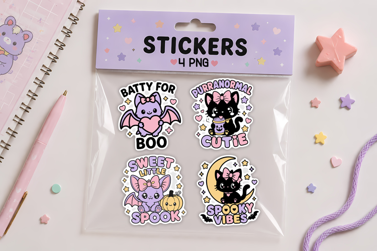 Pastel Goth Halloween Stickers Printable Design