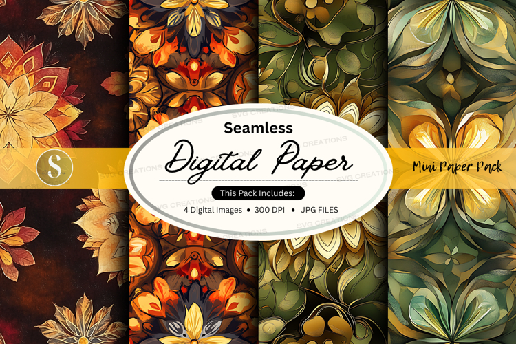 Seamless digital paper with floral patterns
