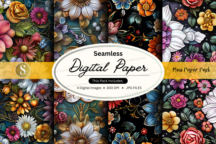 Seamless digital paper mockup - floral pattern