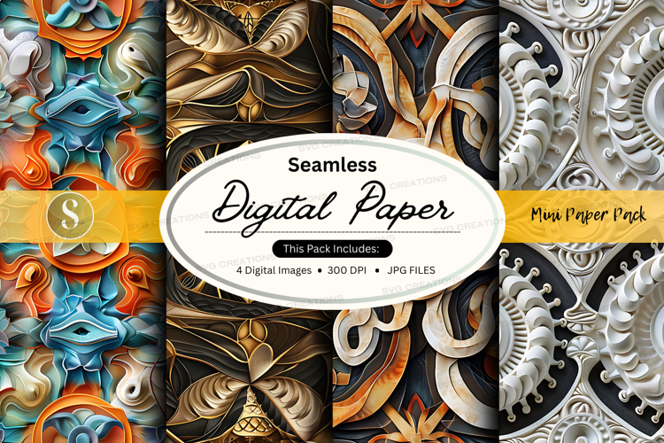 Seamless digital paper - marble and gear pattern