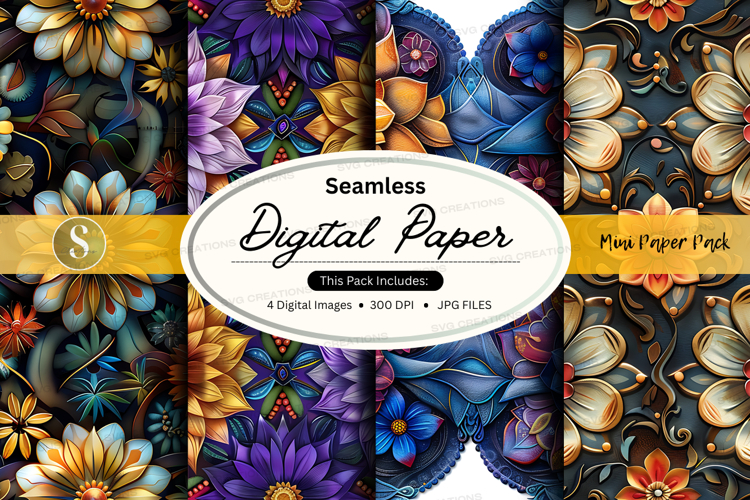 Seamless digital paper mockup - floral pattern