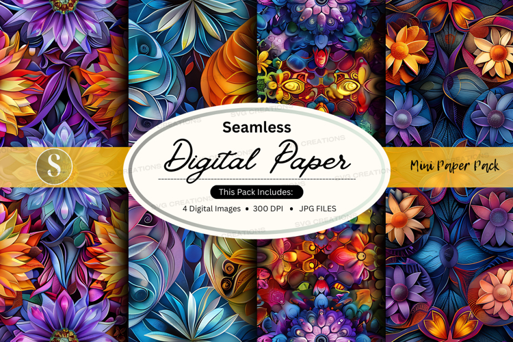 Seamless floral digital paper mockup